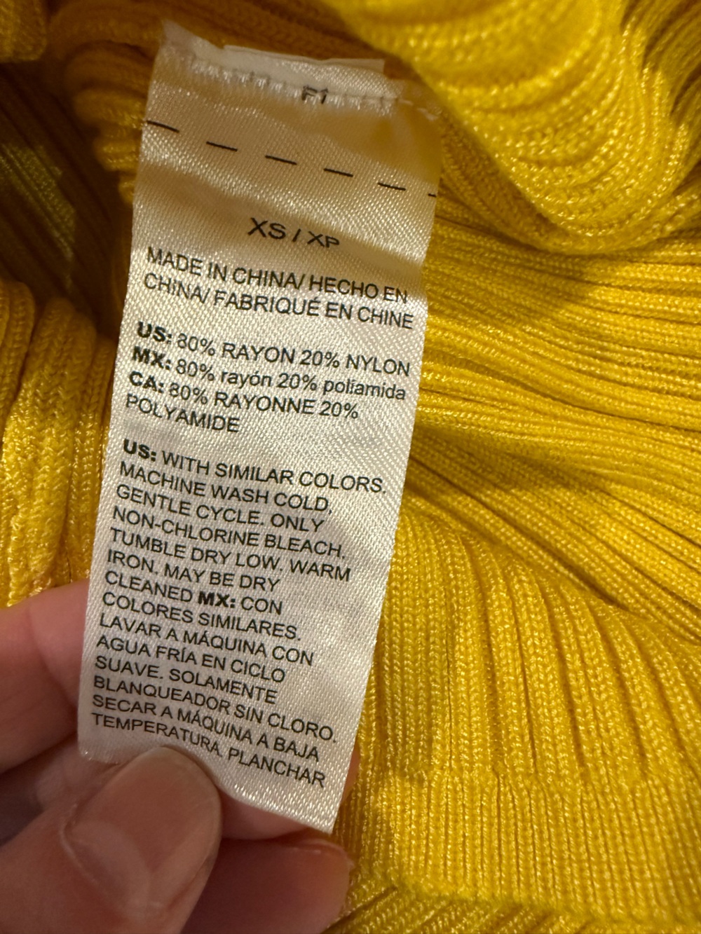 White House Black Market Yellow Ribbed Tank XS Snap Front Stretch Top - Picture 9 of 9